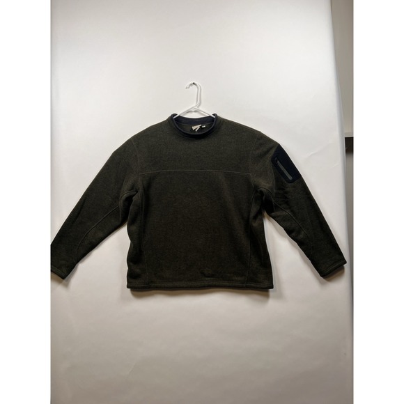 LL Bean Olive Mens‎ XL Crewneck Pullover Fleece Sweater Olive Army Green - Picture 1 of 9